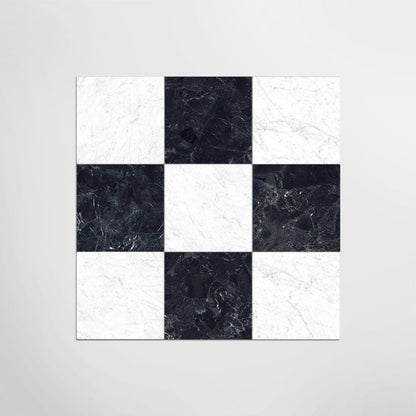 Cosmo Nero And Carrara Chequer Matt 30 x 30cm Wall & Floor Tile