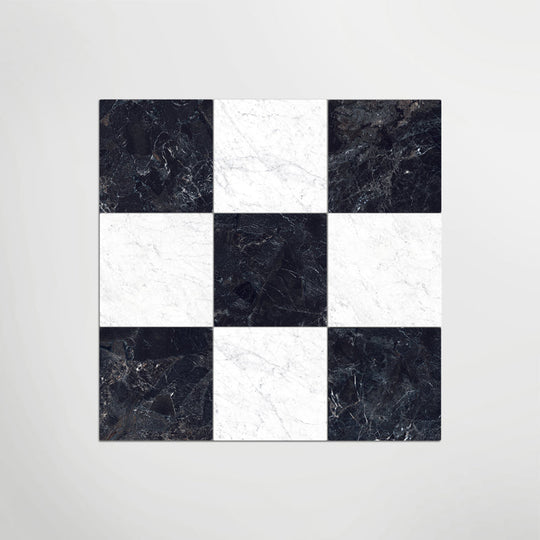 Cosmo Nero And Carrara Chequer Matt 30 x 30cm Wall & Floor Tile
