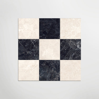 Cosmo Nero and Crema Chequer Matt 30 x 30cm Wall & Floor Tile