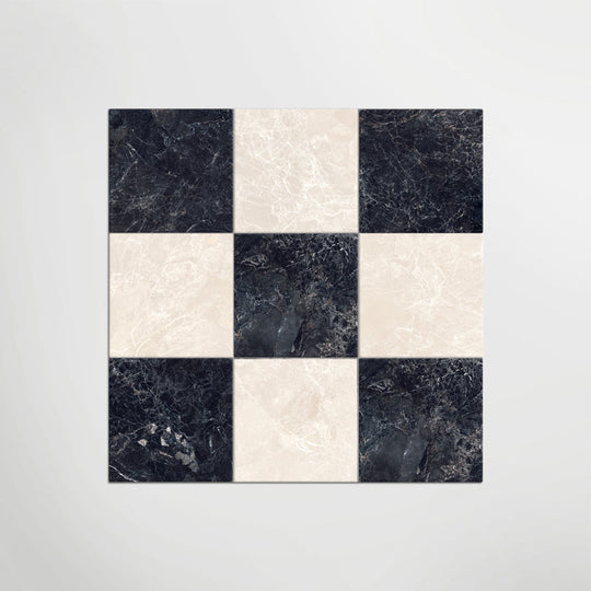 Cosmo Nero and Crema Chequer Matt 30 x 30cm Wall & Floor Tile