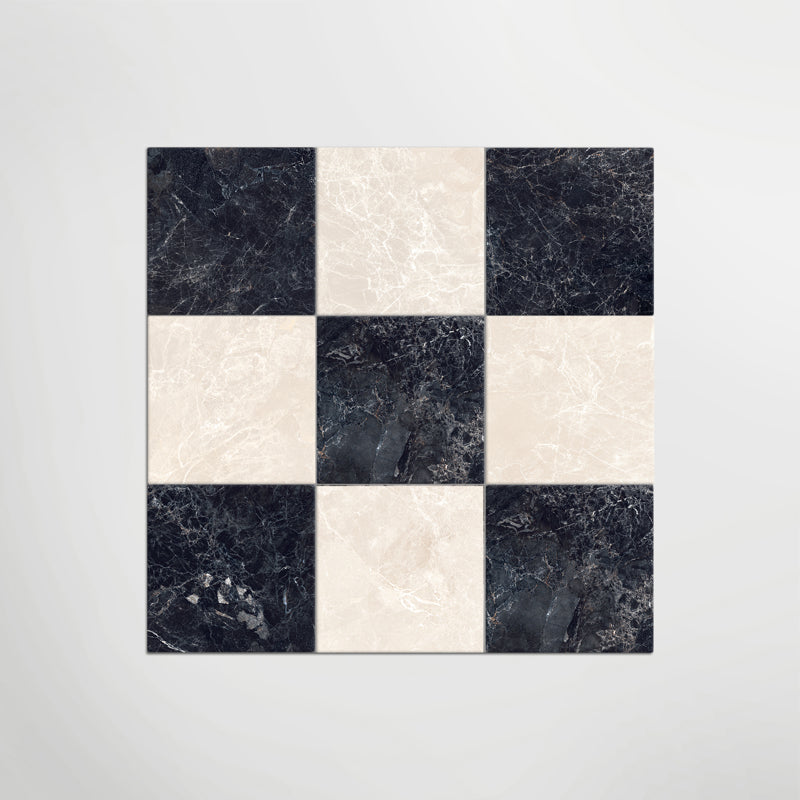 Cosmo Nero and Crema Chequer Matt 30 x 30cm Wall & Floor Tile in a room setting