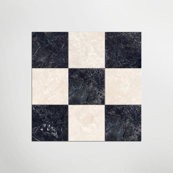 Nero and Crema Chequer Matt 30 x 30cm