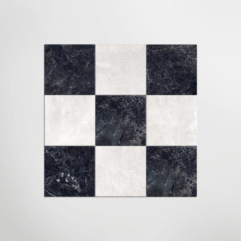Cosmo Nero and Panera White Chequer Matt 30 x 30cm Wall & Floor Tile