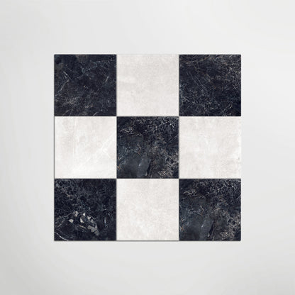 Cosmo Nero and Panera White Chequer Matt 30 x 30cm Wall & Floor Tile