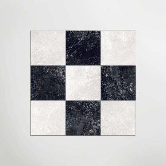Cosmo Nero and Panera White Chequer Matt 30 x 30cm Wall & Floor Tile