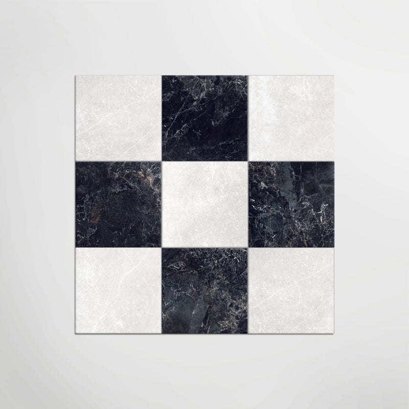 Cosmo Nero and Panera White Chequer Matt 30 x 30cm Wall & Floor Tile in a room setting