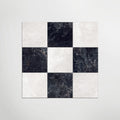 Cosmo Nero and Panera White Chequer Matt 30 x 30cm Wall & Floor Tile in a room setting
