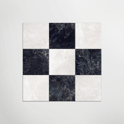 Cosmo Nero and Panera White Chequer Matt 30 x 30cm Wall & Floor Tile in a room setting