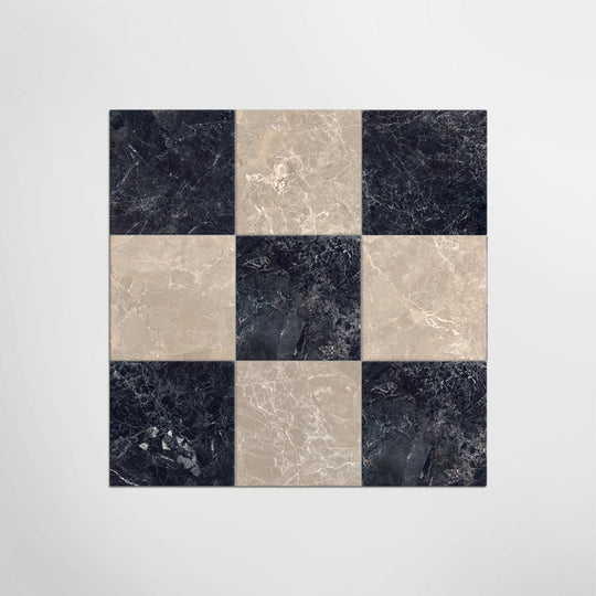 Cosmo Nero and Taupe Chequer Matt 30 x 30cm Wall & Floor Tile