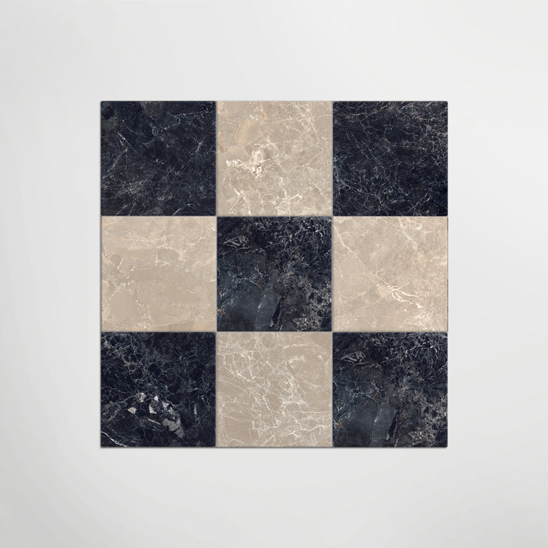 Cosmo Nero and Taupe Chequer Matt 30 x 30cm Wall & Floor Tile in a room setting