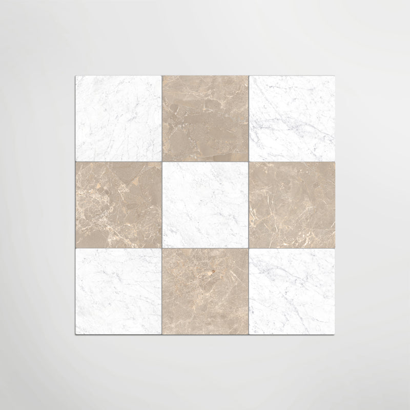 Cosmo Taupe And Carrara Chequer Matt 30 x 30cm Wall & Floor Tile