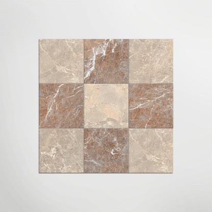 Cosmo Taupe and Rosso Chequer Matt 30 x 30cm Wall & Floor Tile