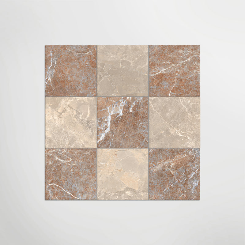 Cosmo Taupe and Rosso Chequer Matt 30 x 30cm Wall & Floor Tile in a room setting