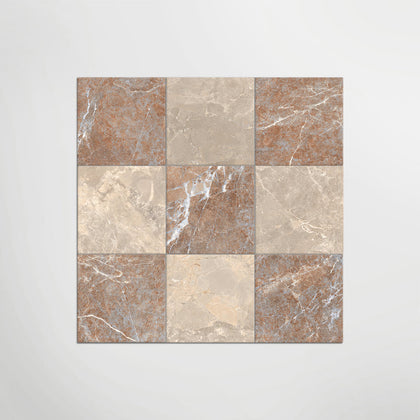 Taupe and Rosso Chequer Matt 30 x 30cm