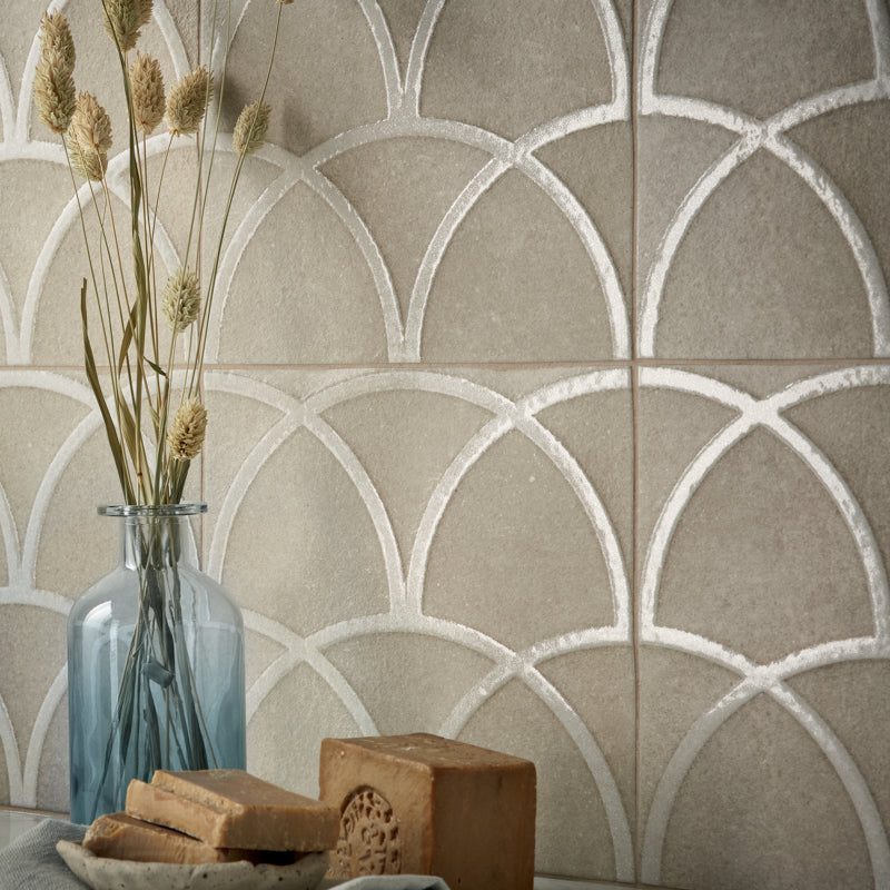 Creta Argilla Cloud Matt 20 x 20cm Wall Tile in a room setting