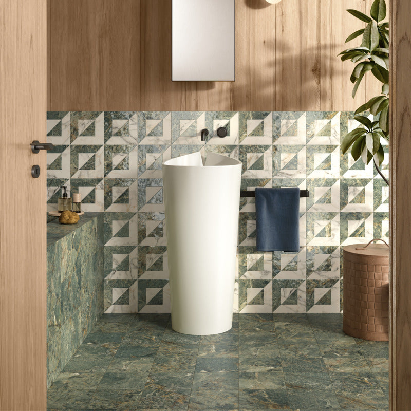 DC Amore Audrey Amazzonite Matt 20 x 20cm Wall & Floor Tile in a room setting