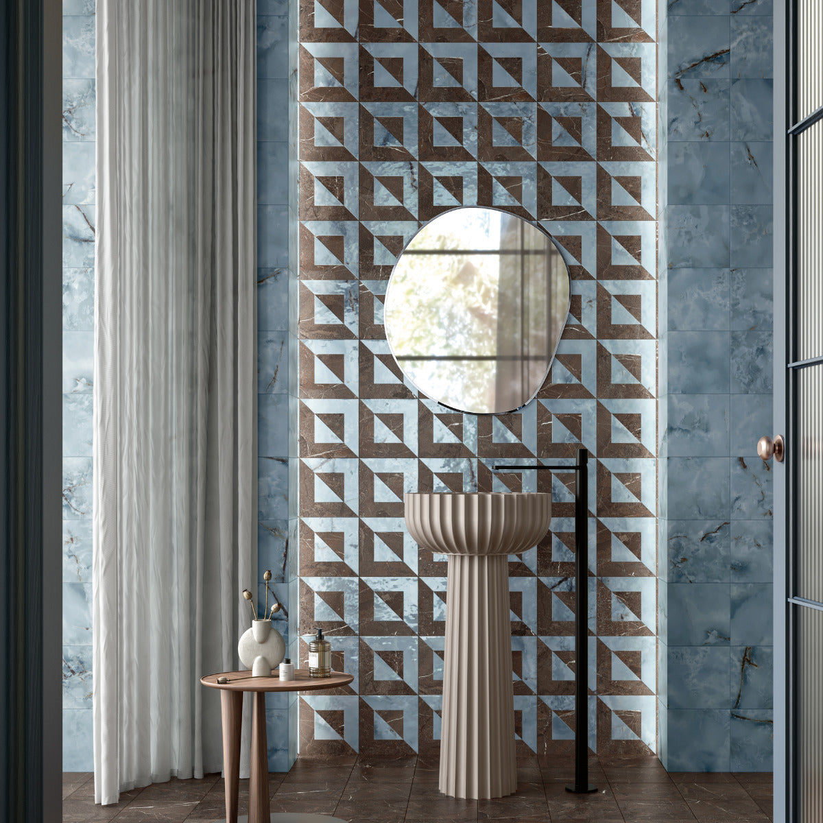DC Amore Audrey Marrone Imperiale Matt 20 x 20cm Wall & Floor Tile in a room setting