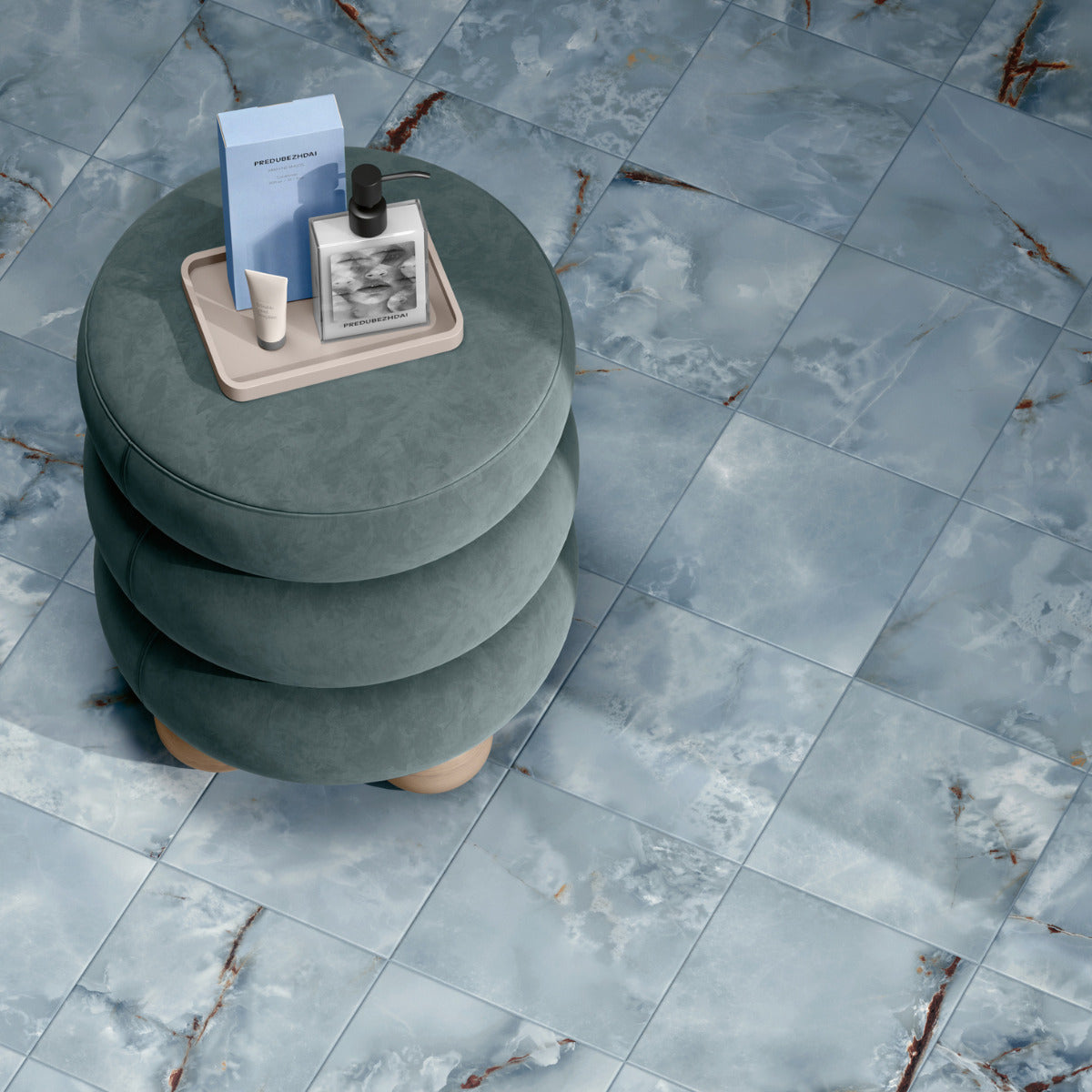 DC Amore Azzurro Matt 20 x 20cm Wall & Floor Tile in a room setting