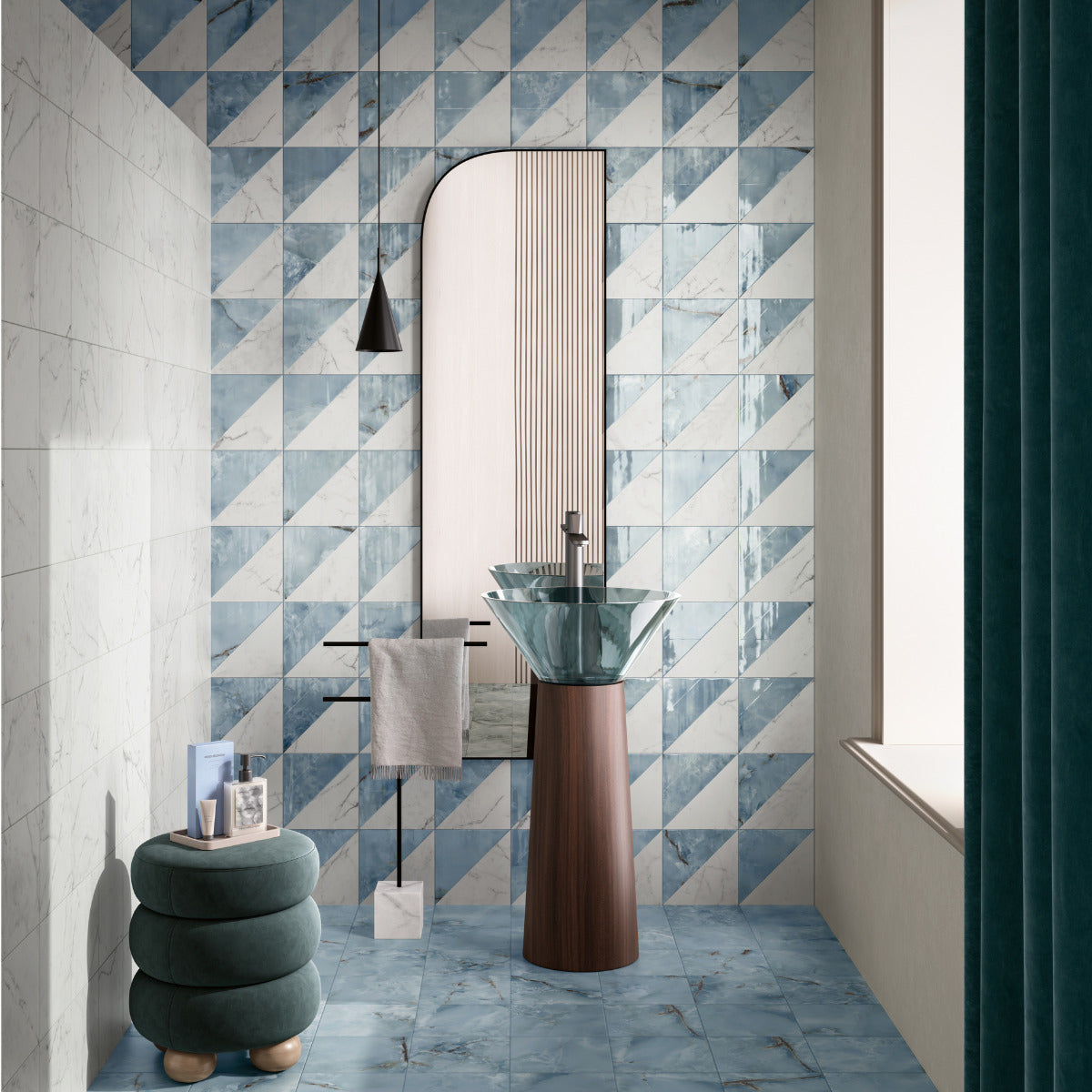 DC Amore Eulalia Statuario Matt 20 x 20cm Wall & Floor Tile in a room setting