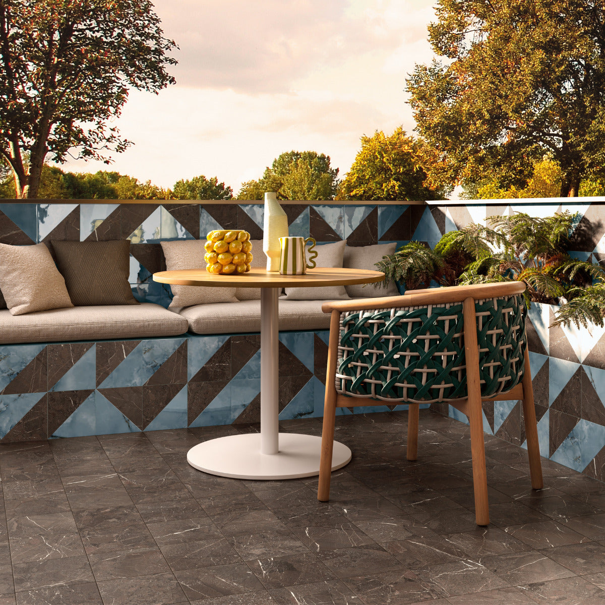 DC Amore Marrone Imperiale Matt 20 x 20cm Wall & Floor Tile in a room setting