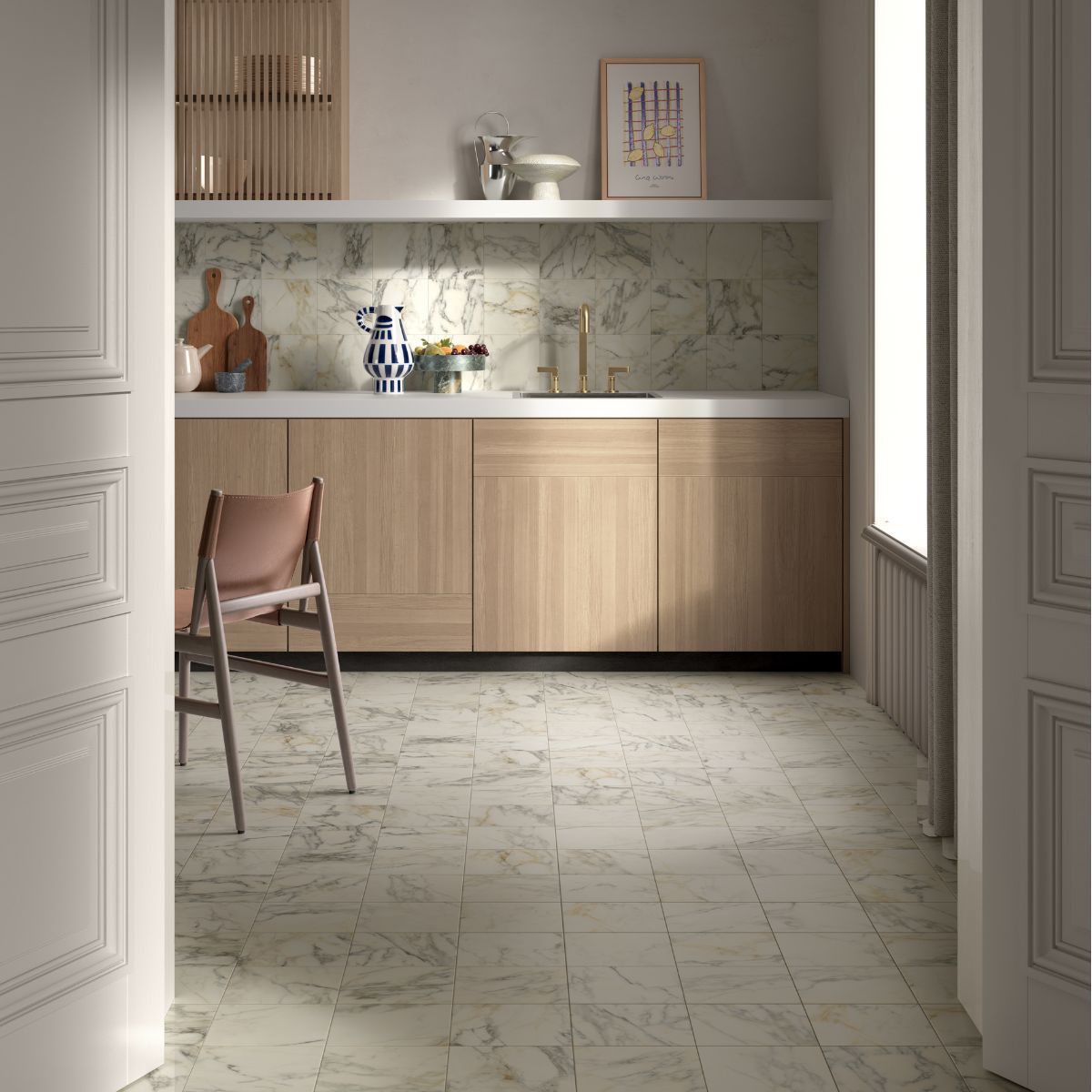 DC Amore Paonazzo Matt 20 x 20cm Wall & Floor Tile in a room setting