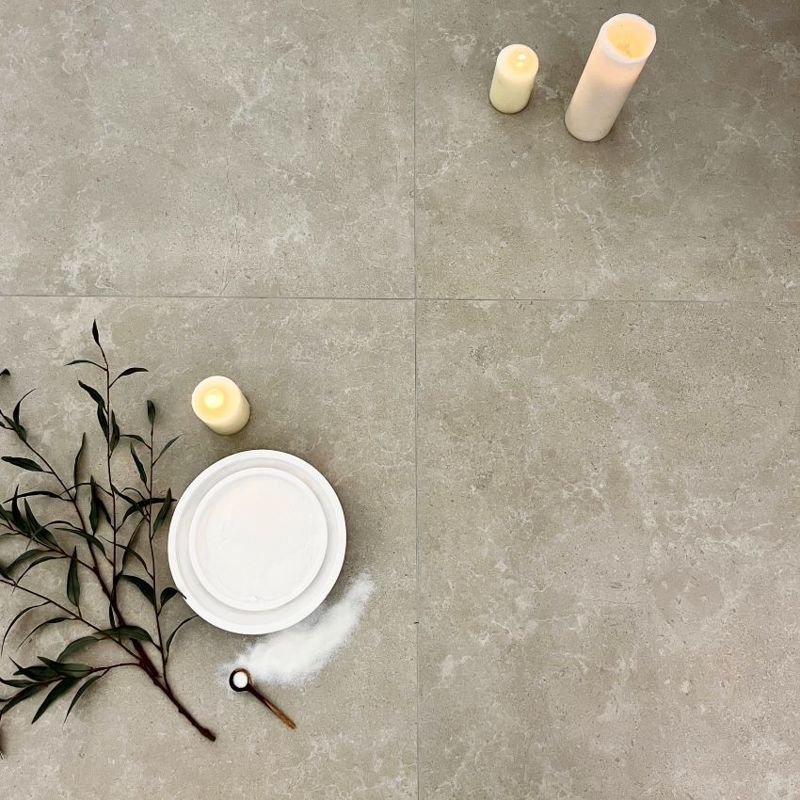Elements Limestone Hauteville Cream Matt 60 x 60cm Wall & Floor Tile in a room setting