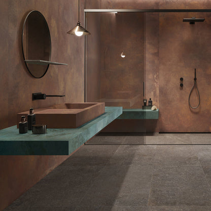 Elements Metal Copper Matt 80 x 80cm Wall & Floor Tile in a room setting
