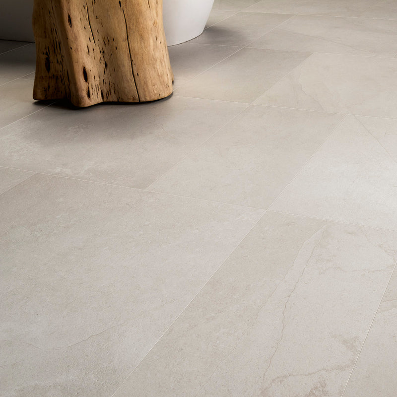 French White Matt 60 x 60cm Wall & Floor Tile in a room setting
