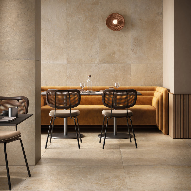 Hampton Golden Matt 30 x 60cm Wall & Floor Tile in a room setting