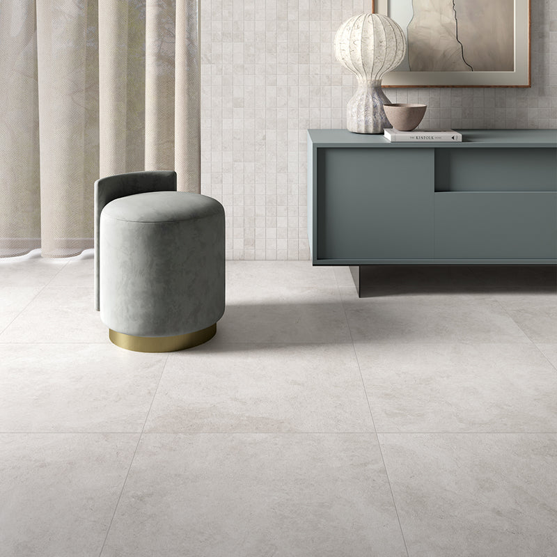 Haven Milk Matt 30 x 60cm Wall & Floor Tile in a room setting