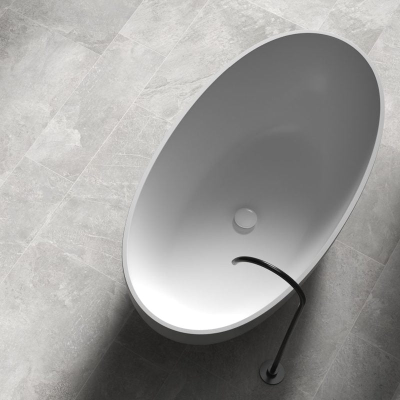 Lago Slate Grey Textured 90 x 30cm Wall & Floor Tile in a room setting