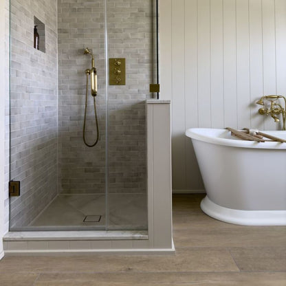 Lenke Honey Matt 150 x 25cm Wall & Floor Tile in a room setting