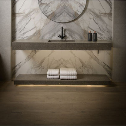 Lenke Taupe Matt 150 x 25cm Wall & Floor Tile in a room setting
