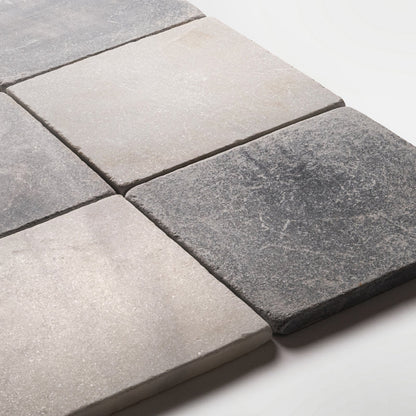 Macael White and Macael Grey Chequer Tumbled 30 x 30cm Wall & Floor Tile