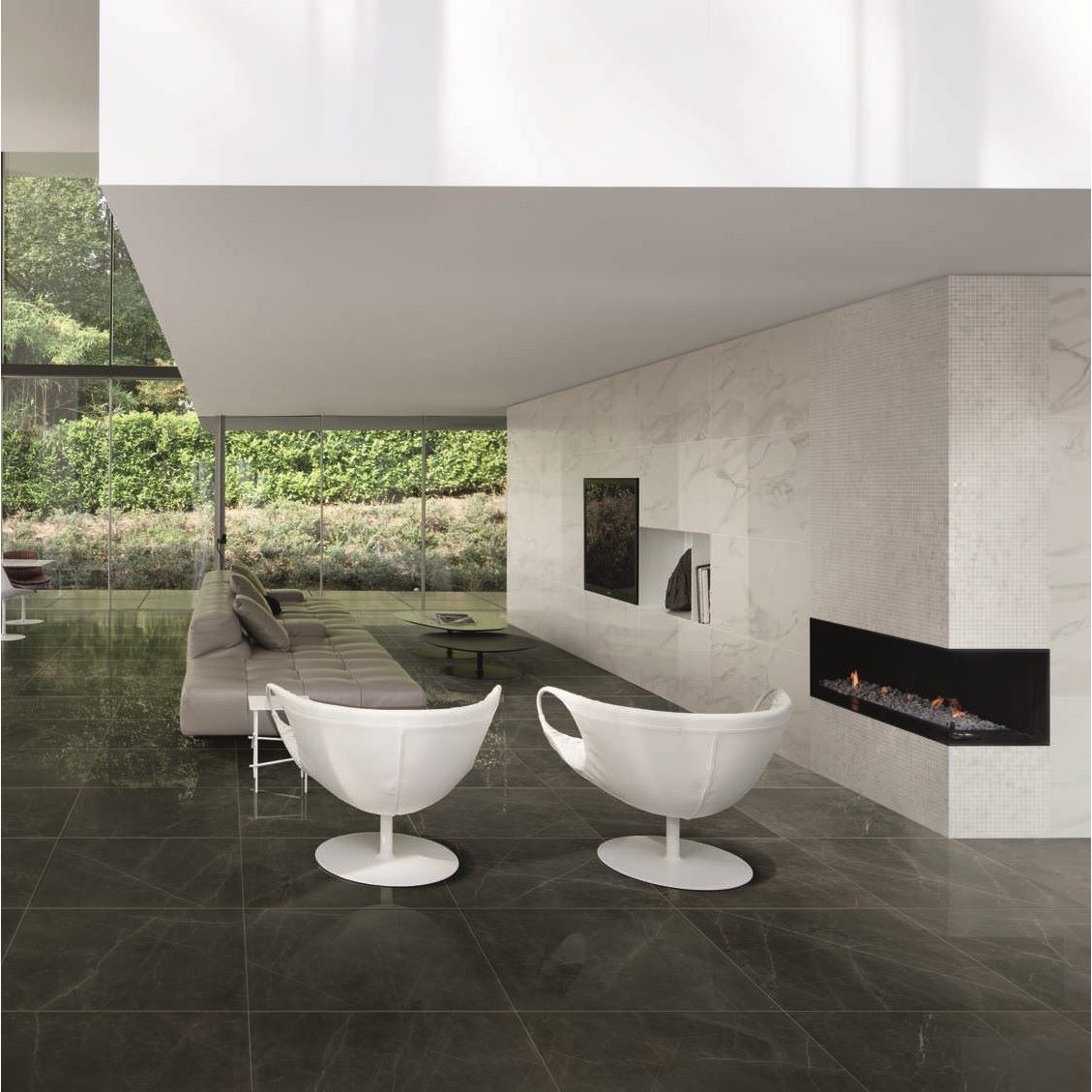 Massa Graphite Matt 120 x 60cm Wall & Floor Tile in a room setting