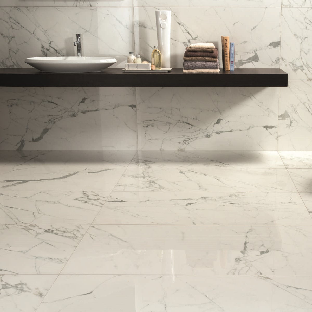 Massa Statuario Polished 120 x 60cm Wall & Floor Tile in a room setting