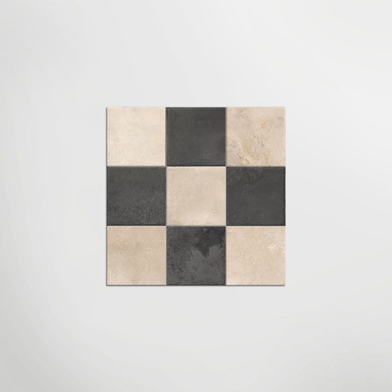 Med Stone Dor And Menfi Chequer Matt 40 x 40cm Wall & Floor Tile