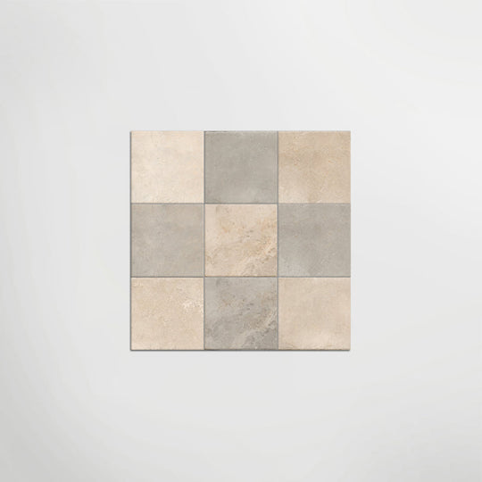 Med Stone Erice And Dor Chequered Matt 40 x 40cm Wall & Floor Tile