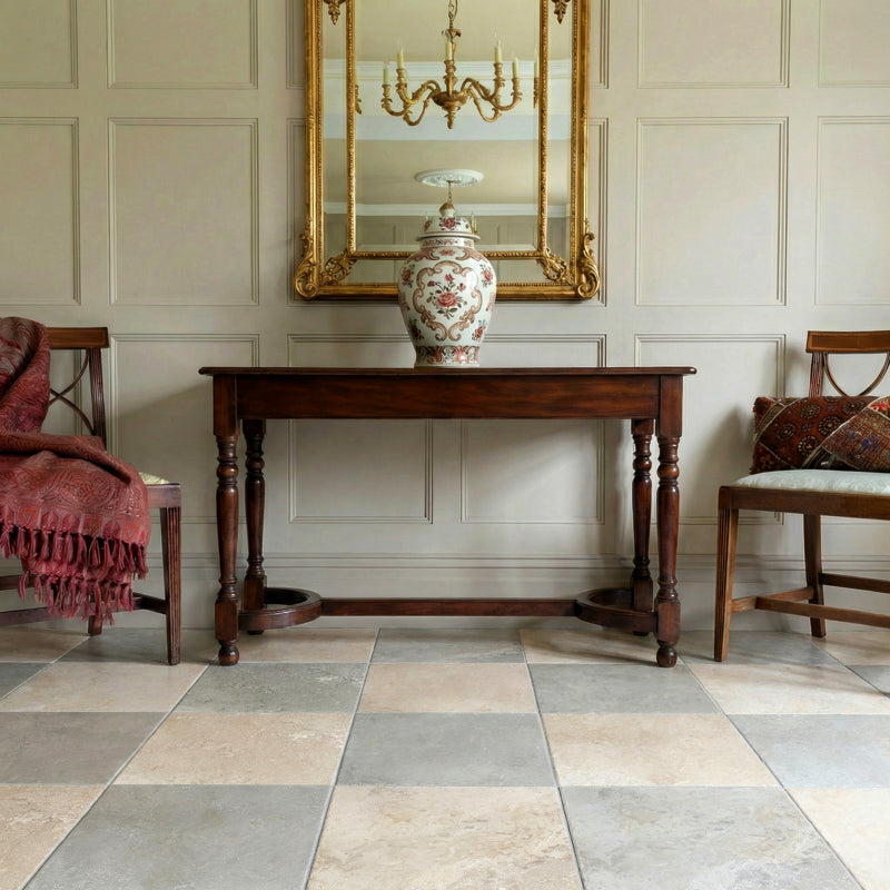 Med Stone Erice And Dor Chequered Matt 40 x 40cm Wall & Floor Tile