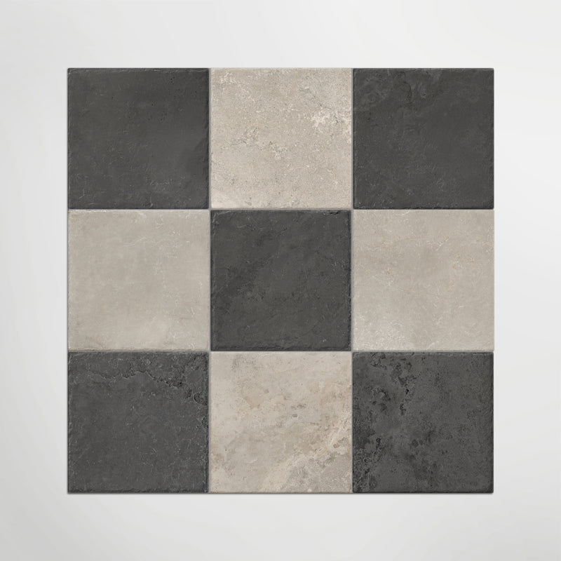 Med Stone Erice And Menfi Chequer Matt 40 x 40cm Wall & Floor Tile