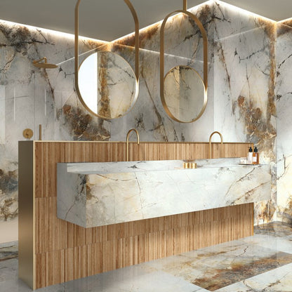 Mirrored Marble Gold A Polished 120 x 60cm Wall & Floor Tile