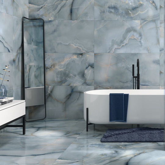 Mirrored Marble Onice Sky B Polished 120 x 60cm Wall & Floor Tile
