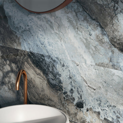 Ocean Marble Blue Matt 120 x 60cm Wall & Floor Tile in a room setting