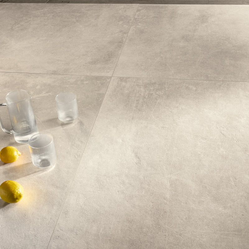 Panera White Matt 30 x 30cm Wall & Floor Tile in a room setting