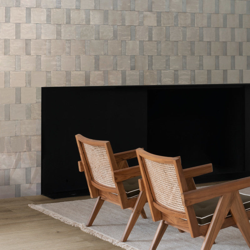 Qualis Rice Grey Polished 20 x 7.5cm Wall & Floor Tile in a room setting