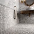 Roman Bardiglio Nuvolato Mosaic Honed 30 x 30cm Wall & Floor Tile in a room setting
