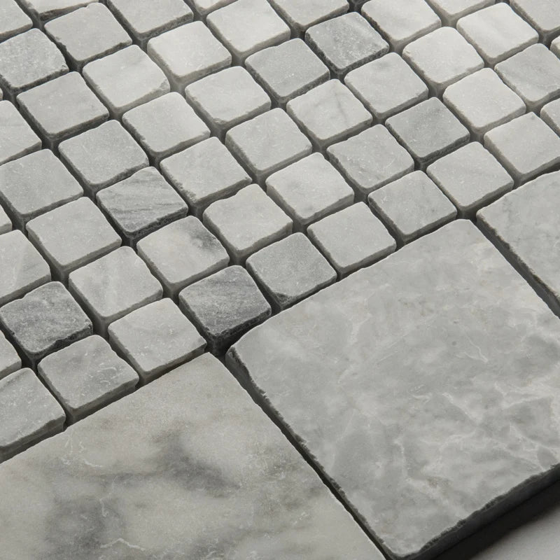 Roman Bardiglio Nuvolato Squares Tumbled 10 x 10cm Wall & Floor Tile