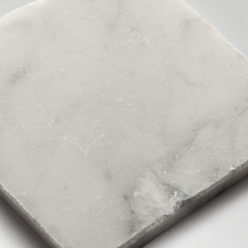 Roman Bianco Carrara Squares Tumbled 10 x 10cm Wall & Floor Tile - Marble - White
