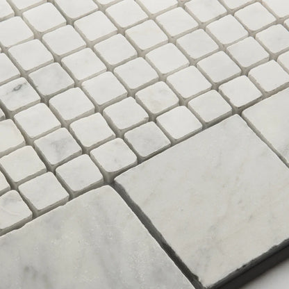 Roman Bianco Carrara Squares Tumbled 10 x 10cm Wall & Floor Tile