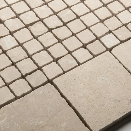 Roman Botticino Squares Tumbled 10 x 10cm Wall & Floor Tile